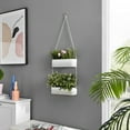 thumbnail image 3 of Danya B. Two-Tier Hanging White Metal Trough Wall Planter, 3 of 11