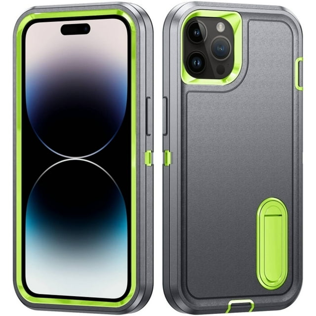 for iPhone 14 Pro Case, iPhone 14 Pro Phone Case with Built in Kickstand, Shockproof/Dustproof/Drop Proof Heavy Duty Military-Grade Rugged Protective Cover for iPhone 14 Pro,Grey,For iPhone 14 Pro