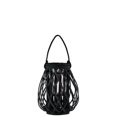 thumbnail image 1 of Urban Trends Collection 55053 Bamboo Round Bellied Lantern with Braided Rope Lip - Handle, Coated & Black - Small, 1 of 1