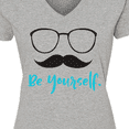 thumbnail image 4 of Inktastic Be Yourself, Glasses, Mustache - Black Blue Women's V-Neck T-Shirt, 4 of 5