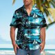 thumbnail image 1 of Blusa y camisa de manga corta con cuello vuelto para hombre, blusa informal con botones y estampado hawaiano, blusa de manga corta con cuello vuelto para hombre, 1 of 5
