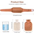 thumbnail image 4 of Bolsa de agua caliente de 1 l con funda suave para la cintura para aliviar el dolor de espalda, cuello, manos y pies, marrón, 4 of 5