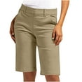 thumbnail image 2 of zbxnLI Bermuda pour Femmes Été Décontracté Taille Haute Jambe Droite Extérieur Randonnée Voyage Shorts avec Poches, 2 of 7