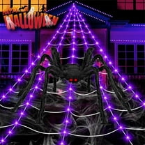 Uesreaxy Halloween Decorations Outdoor, 200 LED Halloween Spider Web with 79" Giant Plastics Spider for Halloween Yard Decorations