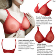 thumbnail image 3 of BIMEI See Through Bra Mastectomy Lingerie Bra Silicone Breast Forms Prosthesis CD Pocket Bra to Hold Fake Boobs 8799,Red,36D, 3 of 6