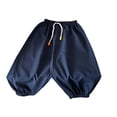 thumbnail image 4 of YIWULA Boys Sweatpants Drawstring High Waist Athletic Workout Pants Kids Solid Color Loose Jogger Pants with Pockets(Navy,150), 4 of 4