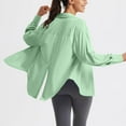 thumbnail image 4 of Wyobmus Women's Summer Sun Protection Shirts Long Sleeve Upf50+ Button Down Shirt Quick Dry Side Slit Swim Beach Cover Up Mint Green, 4 of 7