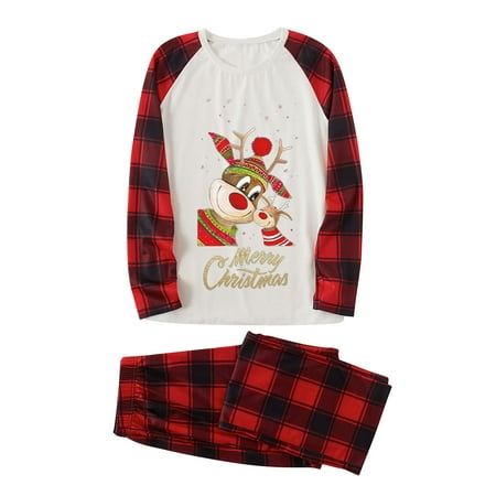 

Honeeladyy Christmas Family Pajamas Fashion Women Christmas Deer Print Top Pants Suit Family Parent-child Wear Mom White Clearance under 10$
