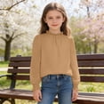 thumbnail image 5 of Ultrave Ruffle Collar Shirt for Girls Dot Print Smocked Long Sleeve Blouse Loose Cute Shirts for 5-14Y, 5 of 6