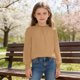 thumbnail image 5 of Crop Top Camisas de Manga Larga para las Mujeres Color Sólido Fleece Elástico de Manga Larga Puño Plegado Cuello Dulce Y Adorable Camisas de Niños para Niños Camisas de Manga Larga para Niños, 5 of 6