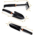 thumbnail image 2 of Garden Tool Set, 3 Piece Durable Gardening Hand Tool Kit with Handle (1 Trowel, 1 Transplant and 1 Cultivator Hand Rake), Gift Set for Gardening Lovers - Black, 2 of 5