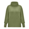 thumbnail image 4 of Women's Sweaters Womens Fall Tops Solid Color Scarf Collar Long Sleeve Pullover Sweater Top Button Detail Knitted Fall Winter Warm Casual Blouse Tunic, 4 of 8