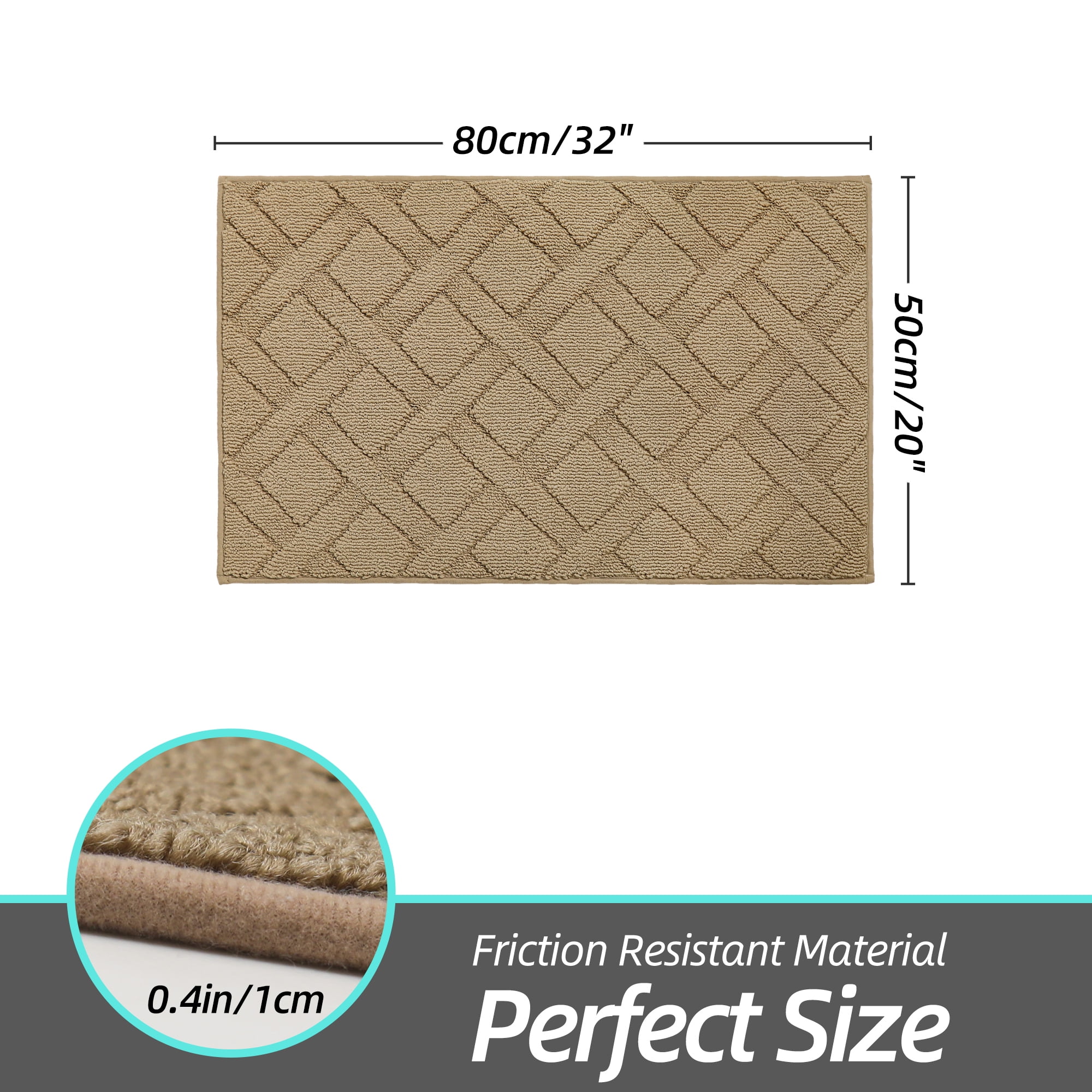 FLOORHUG Doormat Indoor 20"x32", Front Door Mat Non-Slip for Entrance, Absorbent Resist Dirt Door Rug for Inside, Low-Profile Welcome Mat, Entryway Rug Floor Mats Machine Washable, Beige