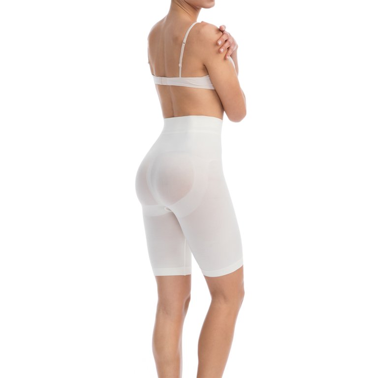 FarmaCell BodyShaper 603B (Ivory, 2XL/3XL) Firm control body shaping shorts  with girdle - light and refreshing NILIT BREEZE fibre, 100% Made in Italy 