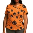 thumbnail image 2 of Axdhxbd Plus Size Halloween Shirts for Women Funny Pumpkin Graphic Tees Loose Casual Short Sleeve Crew Neck T-Shirts Fashion Holiday Tops M-5XL, 2 of 8
