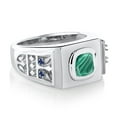 thumbnail image 3 of Gem Stone King 3.04 Ct Green Malachite Blue Created Sapphire 925 Sterling Silver Men's Ring (Size 11), 3 of 4