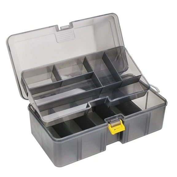 Clearance! Clear Double Layer Plastic Tackle Box Fishing Storage Box Lightweight