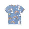 thumbnail image 4 of Tops for Girls Ages 4-12 Easter Graphic Short Sleeve Crewneck Spring 2026 T-Shirts Blue 140, 4 of 5
