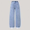 thumbnail image 7 of SGMVNU Girls Bow Printed Denim Pants Casual Loose Wide Leg Jeans Trousers Elastic Waist Kids Streetwear Preppy Wear, Size 6-7 Years, Blue#3, 7 of 7