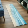 thumbnail image 3 of Blue Beige Waves 2'x6' Runner Rugs for Hallway Kitchen Bedside Non Slip Washable, Summer Beach Coastal Nautical Ocean Entryway Rug Runners with Rubber Backing, Long Carpet Runner for Laundry Room, 3 of 8