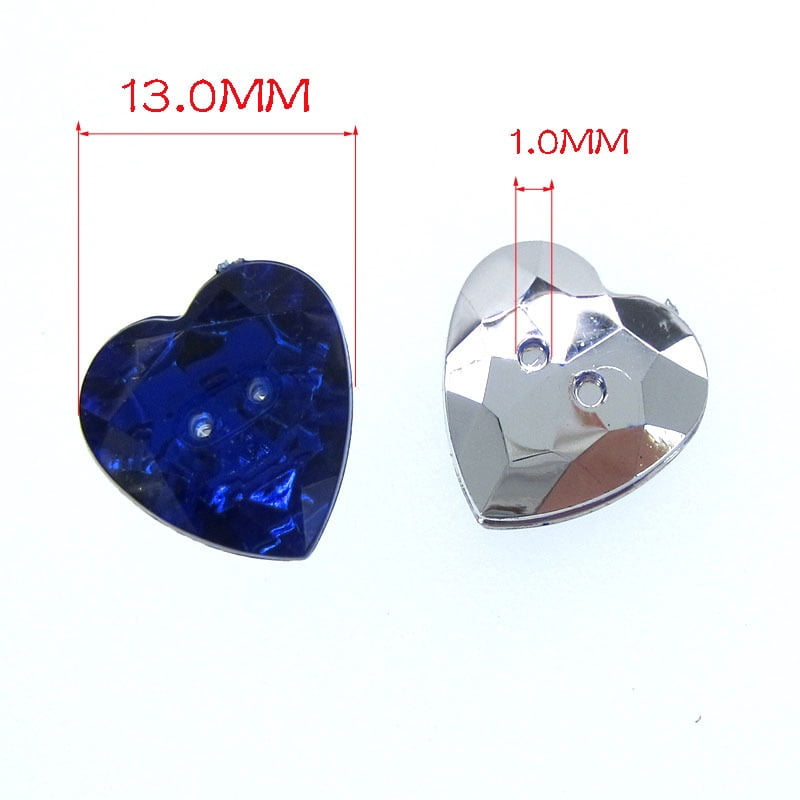 50pcs 1/2" Navy Heart Shape Button Acrylic Two Holes Sewing Button for Clothing Craft Scrapbooking 13mm