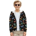 thumbnail image 3 of Chririnla Christmas Dinosaur Snowflake Youth Athletic Sweatshirt Zip Up Hooded Long Sleeve with Pockets Sports Jacket for Gym Size 6-9, 3 of 7
