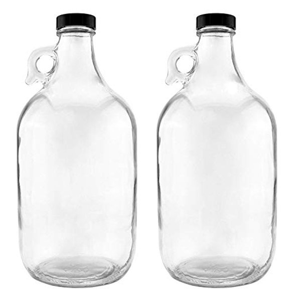 nicebottles Glass Handled Jugs, Half-Gallon, Clear, Pack of 2
