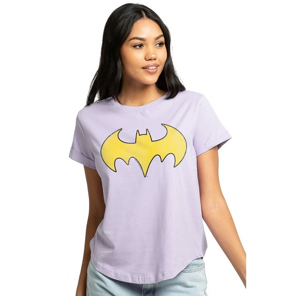 Dc Originals Batgirl Logo Distressed Women's Graphic T-Shirt Rolled Sleeve Tee
