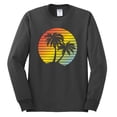 thumbnail image 2 of Two Coconut Palm Trees Beach Sunset | Mens Pop Culture Long Sleeve T-Shirt, Charcoal, Medium, 2 of 4