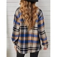 thumbnail image 3 of Sarapandan Women Plaid Shirt Button Down 2 Pockets Design Soft Breathable Women Long Sleeve Shirt Jacket for Autumn Winter Yellow Blue S, 3 of 6