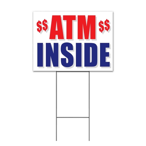 ATM Inside (18" x 24") Yard Sign, Includes Metal Step Stake