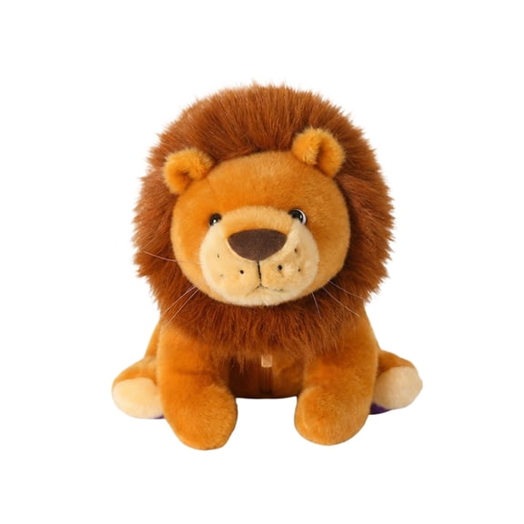 7.1in Plush Lion Toy, Soft Stuffed Animal for Wildlife Lovers, Adorable Small Lion Doll, Decorative Plushie for Shelves and Desks, Brown