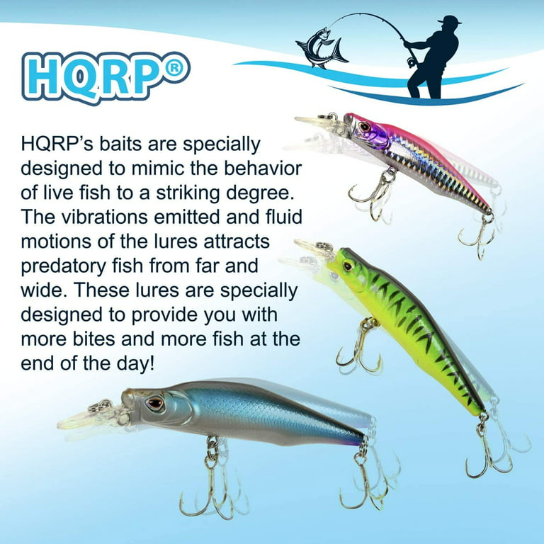 HQRP 5.1 Fishing Lure Kit 0.4oz Salt-Water Sea Ocean Fish Bait Set  Trolling Jerk Topwater Tackle for Bass