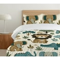 thumbnail image 4 of Ambesonne Forest Duvet Cover Set, Leafy Trees Jungle Animals, King, Petrol Blue Grey Yellow, 4 of 4