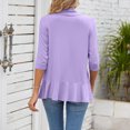 thumbnail image 6 of JGGSPWM Womens Dressy Casual Tops 3/4 Sleeve Shirts Open Front Cardigan Teen Girl Tunic Solid Ruffle Shrugs Cardigans Casual Elegant Outwear Purple XXL, 6 of 8