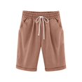 thumbnail image 4 of ZKIRBJV Linen Shorts for Girls Size 10-12 Sports Floral Print Shorts Summer Little Girls Active Elastic Belt Linen Midi Shorts with Pocket Light Brown 4-5 Years, 4 of 5