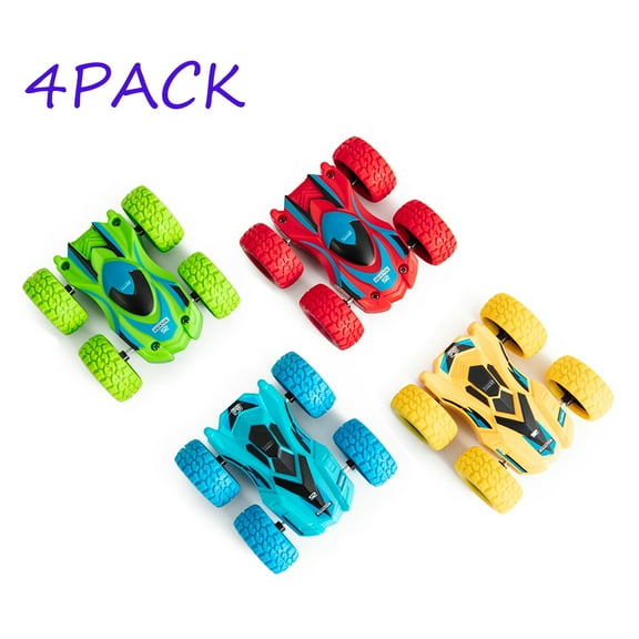 DODOING 4 Pack Pull Back Cars for 2 3 4 5  Year Old Boys Girls Friction Powered Cars for Toddlers Flip Cars Car Toy Set Hot Wheel Monster Trucks