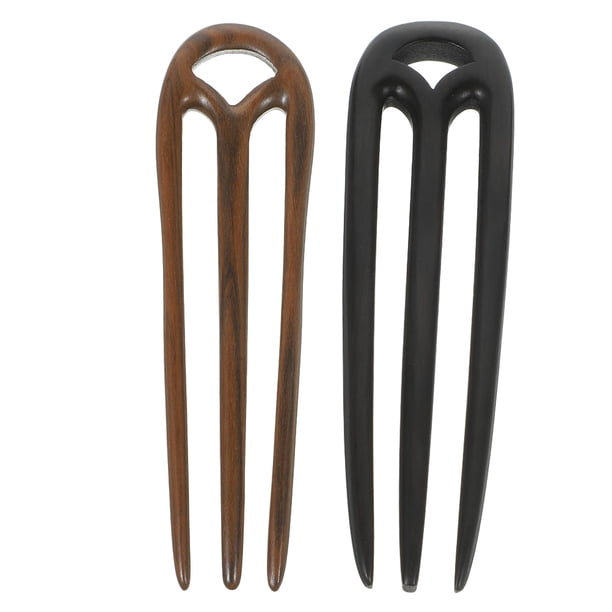 2 horquillas de madera retro en forma de U para el pelo, horquillas para el pelo, pasadores para moño, accesorios para el cabello de estilo chino para mujer