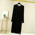 thumbnail image 2 of Hduncf House Dress for Women Soft Smocked Nightdress Short Sleeve Crewneck Nightshirt Loose Plain Long Lounge Nightgown Black XL, 2 of 5
