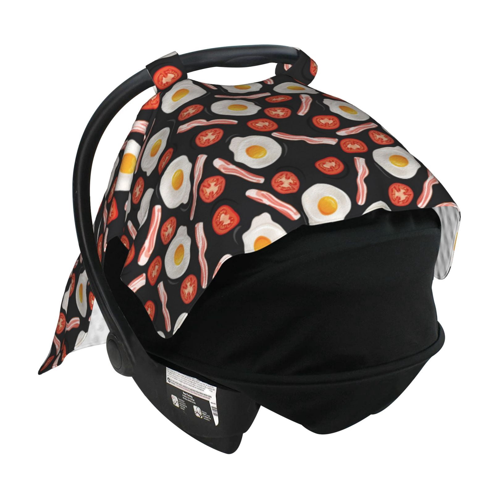 Car Seat Cover Baby - Tomato Bacon Omelette Breathable Infant Car Seat Cover for Baby Carseat, Lightweight Comfort Baby Essentials Must Haves Newborn Stuff for Girl Boy