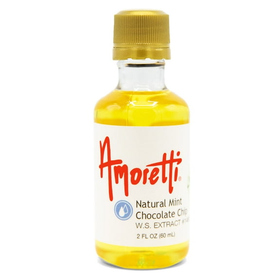 Amoretti - Natural Mint Chocolate Chip Extract Water Soluble 2 oz - Highly Concentrated & Perfect For Pastry, Savory, Brewing, and more, Preservative Free, Vegan, Kosher Pareve, Keto Friendly