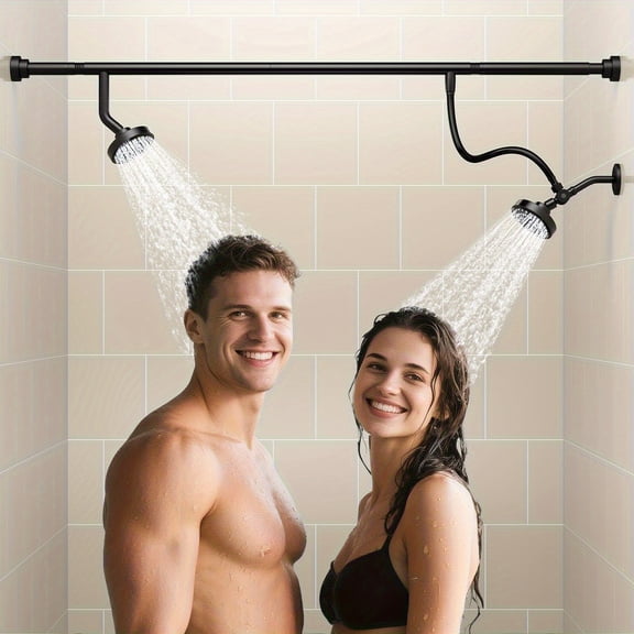 Dual Shower Head System, High Pressure with 3 Spray Modes, Adjustable Track 47"-87", Easy Installation for Home Apartment, Spa Bath Experience, Gift for Men & Women