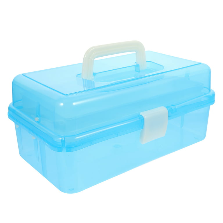  Kinsorcai 12'' Three-Layer Clear Art Box Organizer,  Multipurpose Plastic Craft Box Organizer, Art Supply Storage Box/Sewing  Box/Tool Box with Handle (Blue) : Arts, Crafts & Sewing