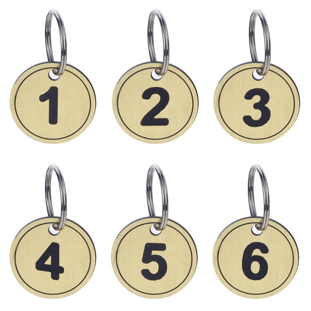 Aspire 50pcs Golden ABS Number Key Tags with Key Rings 1-50, ID Tag Keychain for Dormitory House Lockers Storage Tags