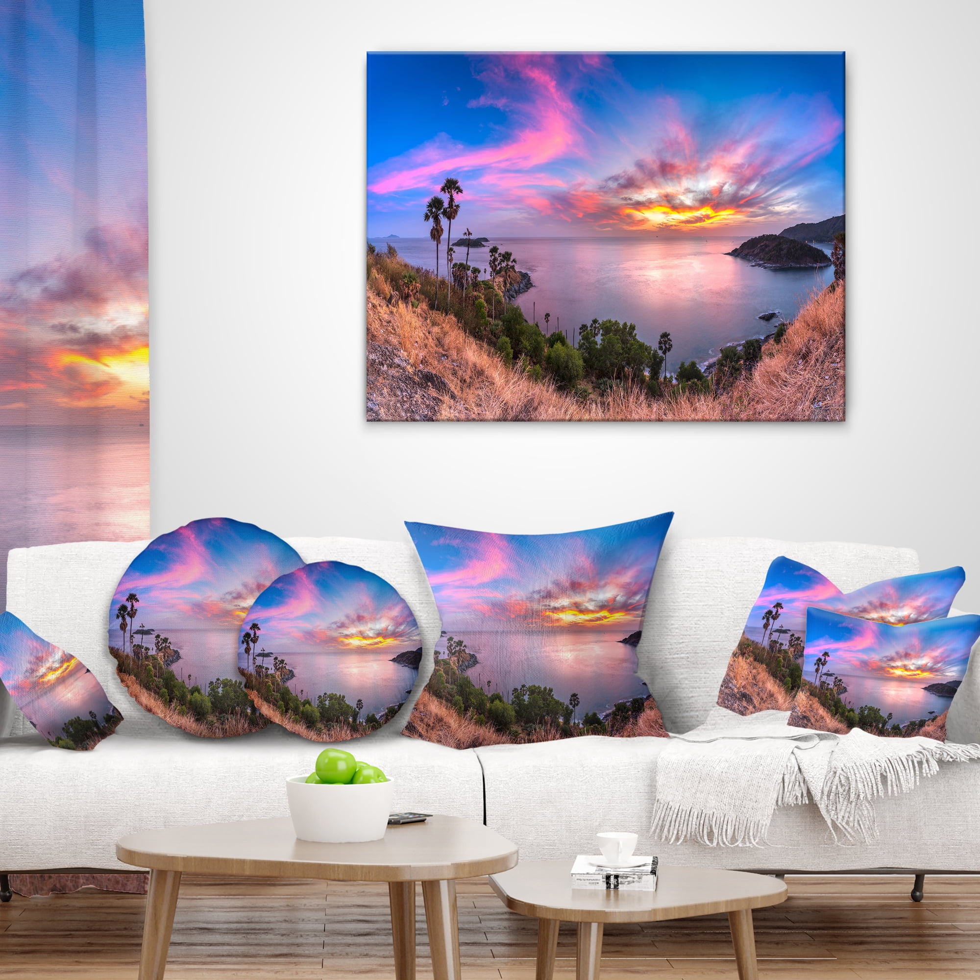 Designart Promthep Cape Best Phuket View Point - Seashore Throw Pillow - 18x18
