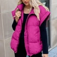 thumbnail image 2 of Women's Puffer Vest Sleeveless Stand Collar Zip Up Solid Cardigan Jacket Outerwear with Pockets Hot Pink L, 2 of 9