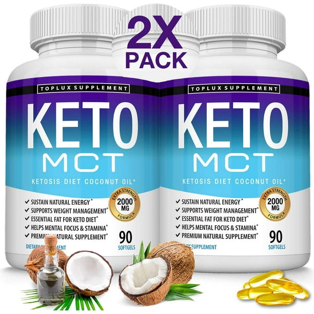 Keto MCT Oil Capsules Ketosis Diet 2000mg Natural Pure Coconut Oil