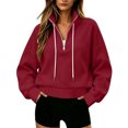 thumbnail image 6 of Horkkom Mock Neck Sweatshirt for Women Casual Trendy Drawstring Tops Quarter Zip Pullover Fall Sweatshirts XXL, 6 of 8