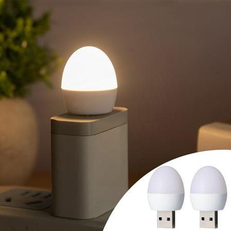 

Gmogad USB Lights By Night Mini LED Bulb Plug-in Warm Colour And White Colour Compact Ideal For Bedroom Bathroom Kitchen Car USB Vibe Light (2 Piece) White