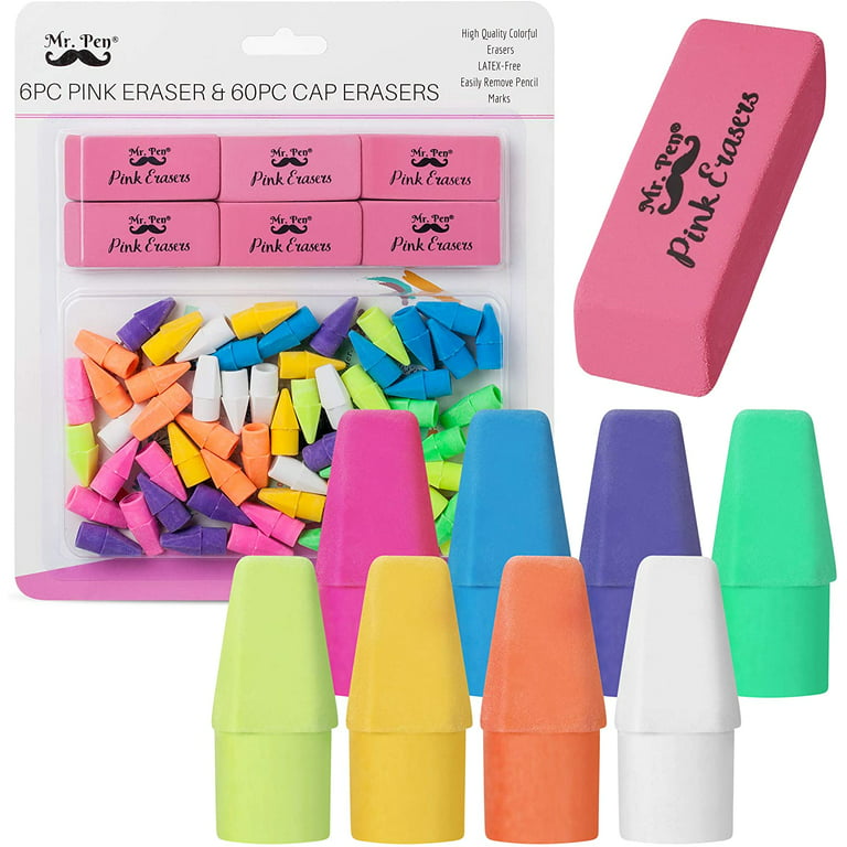 6R5B99T Mr. Pen- Erasers, Cap Erasers, 60 Pack, Animal Eraser Caps, Erasers  for Kids, Pencil Eraser, Pencil Erasers Toppers, Eraser